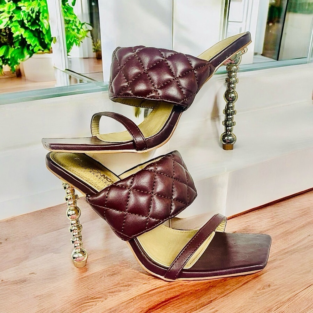 Fashion Nova Brown Quilt Sandals Shoes 8 - Picture 5 of 8